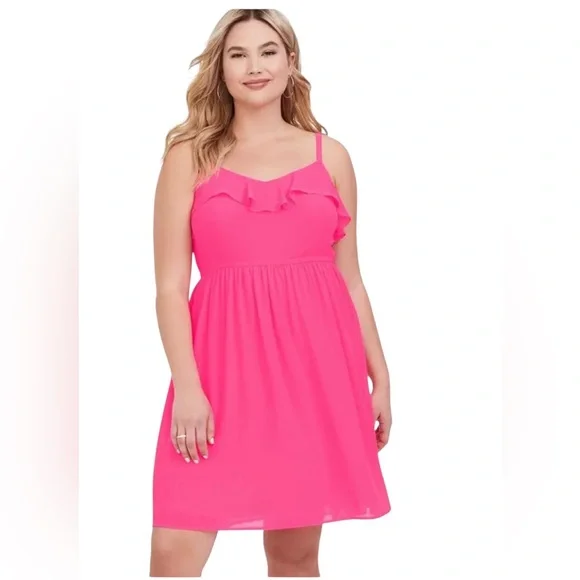 Torrid Mini Chiffon Ruffle Skater Dress Size: 4X - Picture 3 of 8